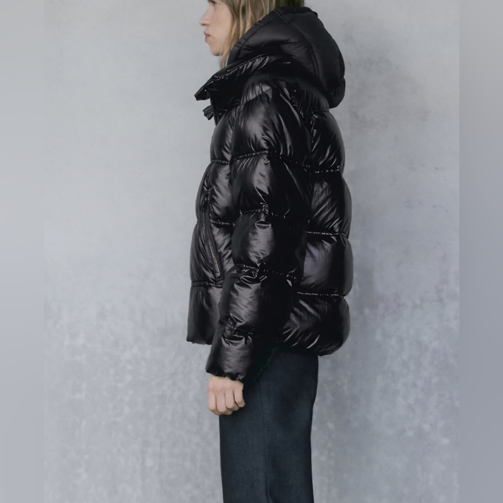 NWT - Massimo Dutti Women's Water Repellent Metallic Puffer Jacket - Size XL - Picture 4 of 15